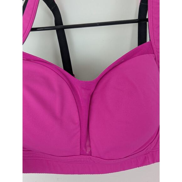 Lululemon Hot Pink Raspberry Black Ta Ta Tamer II Sports Bra 38C Convertible - Picture 4 of 8